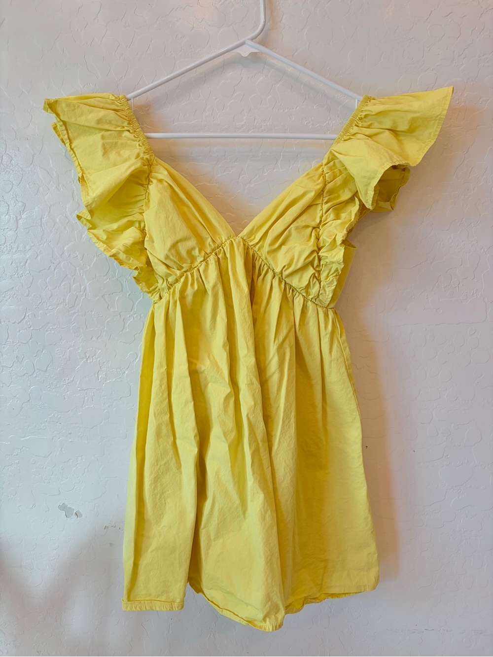 EUC Yellow Ruffle Sleeve Mini Dress